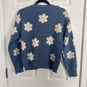Floral Blue Crew Neck Sweater
